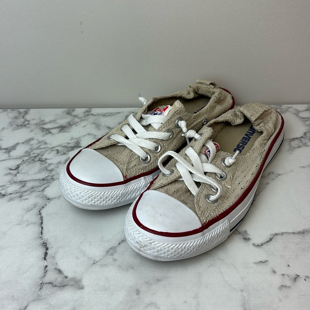 Converse Chuck Taylor Cinch Women’s 5 Tan Eyelet Low Top Sneaker Shoes 547236F